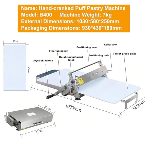 Rodillo de repostería de acero inoxidable con grosor ajustable B400 2