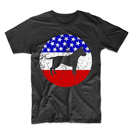 American Flag American Staffordshire Terrier Shirt - Retro Amstaff Shirt, Medium Black