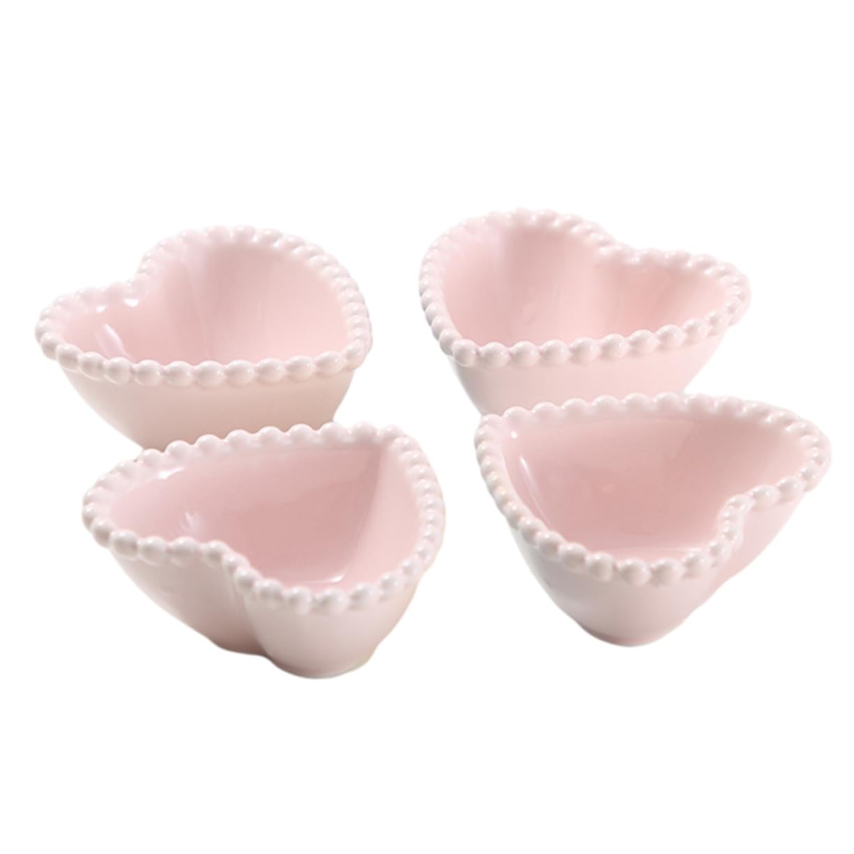 CIYODO Mini Dessert Plates Heart Shape Ceramic Sauce Dishes Snack Serving Trays Skid Seasoning Bowls Random Color