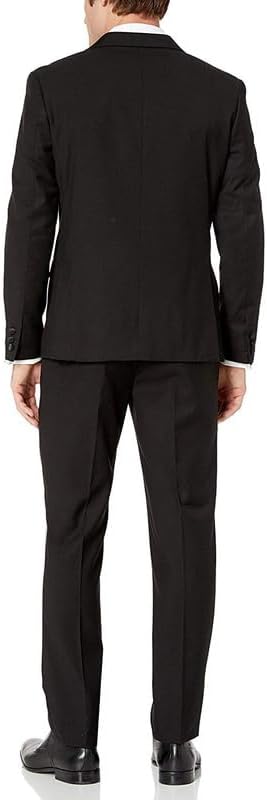 Adam Baker Men's 100% Wool Modern Fit Double Breasted 2-Piece Peak Lapel Tuxedo