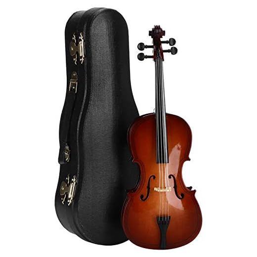 Mini Cello Model Ornament, Miniature Cello with Case Desk Display Bass Musical Instrument Wooden Decoration Delicate Gift Home Decor Ornaments Collectable Gift