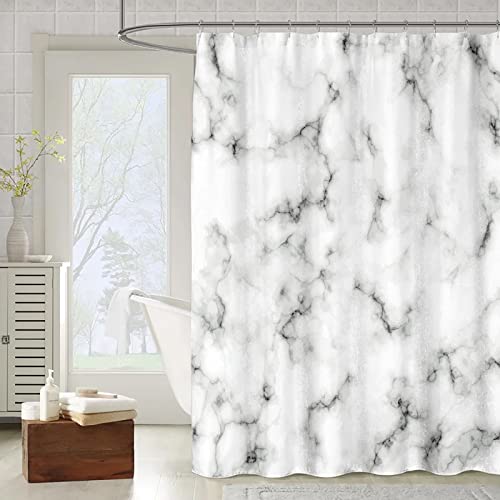 OCEUMACO 3D Tenda Doccia Antimuffa Effetto Marmo Tende Doccia Angolare Tessuto Poliestere Impermeabile 180x200 cm Design Tenda Vasca da Bagno Stoffa Lavabile Lavatrice con Anelli - Grigia 04