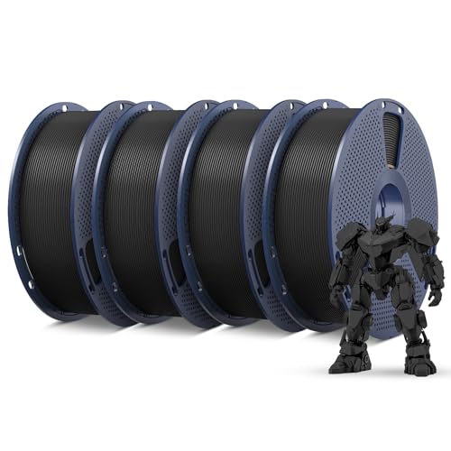 SUNLU 4KG PETG Filament 1.75 mm 3D Drucker Filament PETG Schwarz Hohe Festigkeit & Hohe Zähigkeit PETG 1KG Spule (2 2 lbs) für Meisten 3D Drucker Maßgenauigkeit +/- 0 02mm Schwarz 4000g