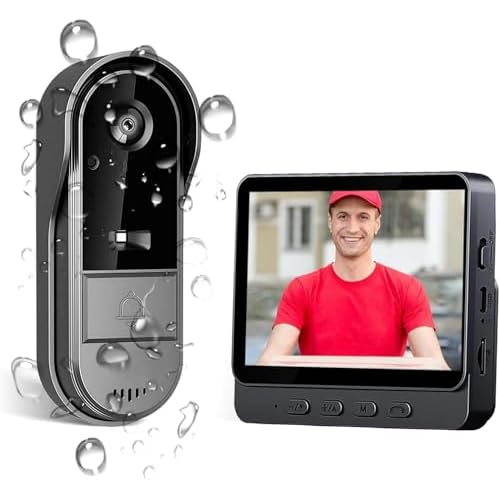 TKMARS Türklingel mit Kamera 1080P Videotürklingel Funkklingel mit Kamera IP65 Wasserdicht Smarte Türklingel mit 4,3-Zoll-Bildschirm 170 Grad Weitwinkel,Zwei-Wege-Kommunikation,Nachtsichtfunktion.