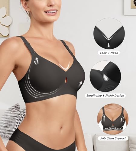 Image of DEANGELMON Bras for Women No Underwire Wireless Push Up Bras - Seamless Full Coverage Bralettes Comfortable Everyday Bra