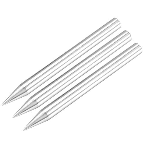 Image of uxcell 6.3mm x 79mm Lead-free Soldering Iron Tip Replacement Solder Conical Tip Welding Equipment for Soldering Silver 80W 3pcs