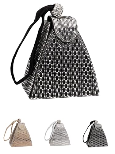 Pyramid Rhinestone Evening Bag Black