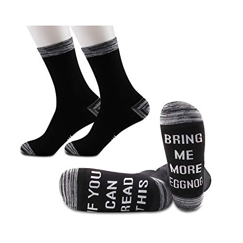 JXGZSO 2 Pairs Eggnog Lover Socks Eggnog Gift If You Can Read This Bring Me More Eggnog Socks