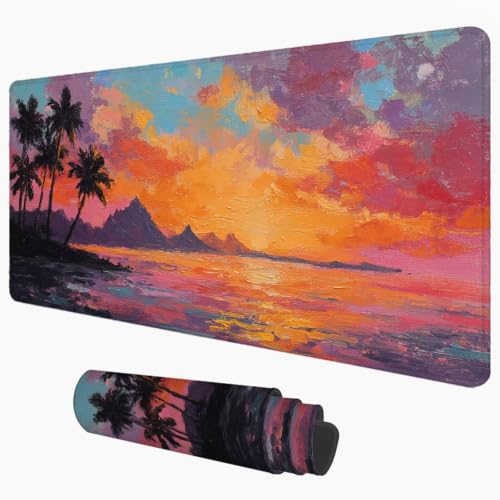 Alfombrilla de ratón XXL de 70x30 cm con diseño de atardecer para escritorio