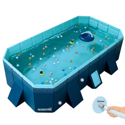 INDUSTEX Foldable Pool -Model suitable for a pump- Childrens Pool 1000L Detachable Pool Bathtub Suitable for Children Adults Pets (Suitable Pump) 253 x 133 x 50 cm