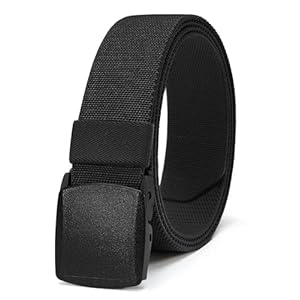 CHAOREN Nylon Elastic Belt Men, 1.5″ Stretch Mens Belt with Plastic Buckle TSA Approved, Tactical Belt for Work Casual Jeans