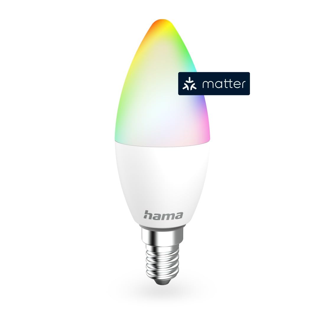Inteligentna Żarówka LED Smart Home E14 RGBW Hama WiFi Smart Matter 4,9W, Kompatybilna z Alexa, Google Assistant, Apple Siri, 16 Milionów Kolorów, Bezpośrednie Połączenie z Wi-Fi