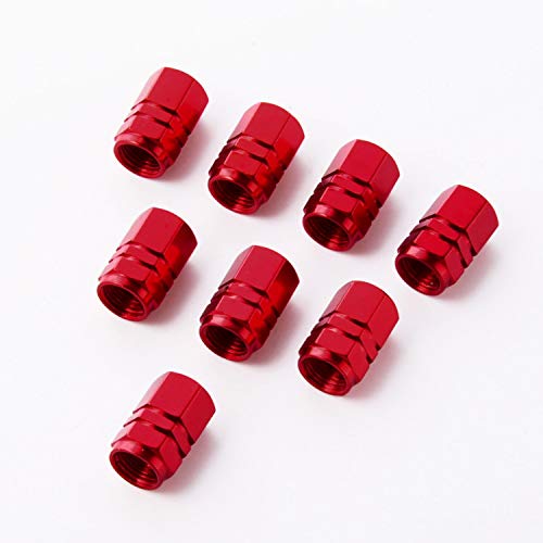 Eboot 8 Pieces Tire Stem Valve Caps Wheel Valve Covers Car Dustproof Tire Cap, Hexagon Shape (Red) #TOP2