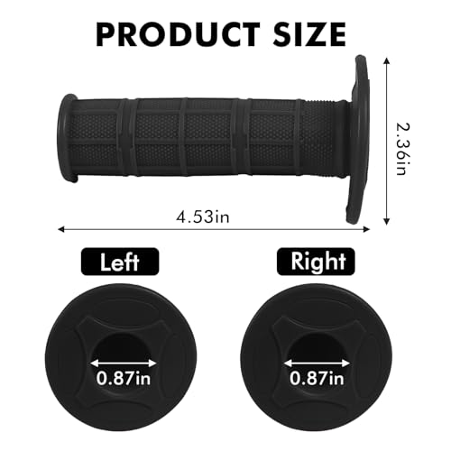 Image of 2PCS Non-Slip Rubber Motorcycle Handlebar Grips, Universal Fit for Motorcycle, Dirt Bike, ATV, Powersports Accessories (Black)