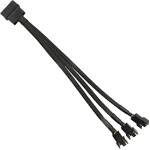 FBHDZVV 4Pin PMW Fan Splitter Cable to 3Pin/4Pin PC Case Fan Sleeved Adapter Cable 1 to 3 PMW Fan Splitter Extension Power Cable Splitter Y Power Adapter Cable PC Computer Cooling Fan Wire Connector Cover