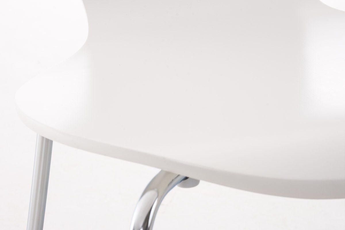 CLP Lot de 4 Chaises Empilables Calisto I Chaise De Visiteur avec Piètement Stable en Métal Chromé I Chaise pour Zone D'Attente, Couleur:Blanc