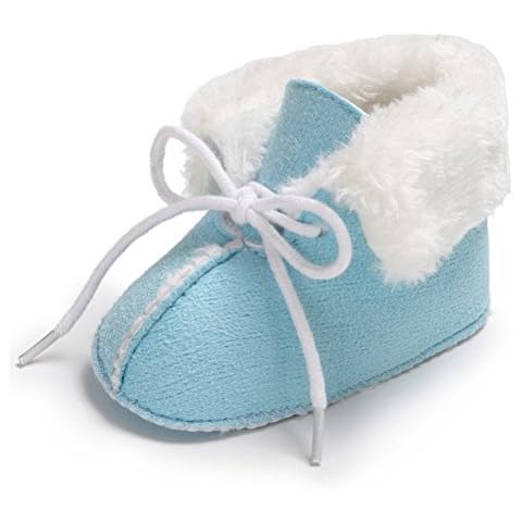 Baby Infant Boots, Soft Sole Anti-Slip Winter Warm Prewalker Shoes Snow Boots (6-12 Months, Sky Blue) Cover