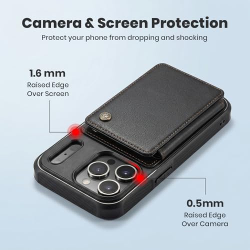 Image of ZORBES 17 Pro Max Wallet Case with Card Holder RFID Blocking Credit Slots Kickstand Shockproof Protective Cover Fit for Everyday Use