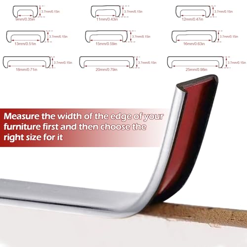 Image of U-Shape Edge Banding, 16.4FT Veneer Edge Banding, PVC Self Adhesiv Furniture Corner Edge Strip Countertop Table Cabinets Chairs Shelves Restoration, 20MM, Silver