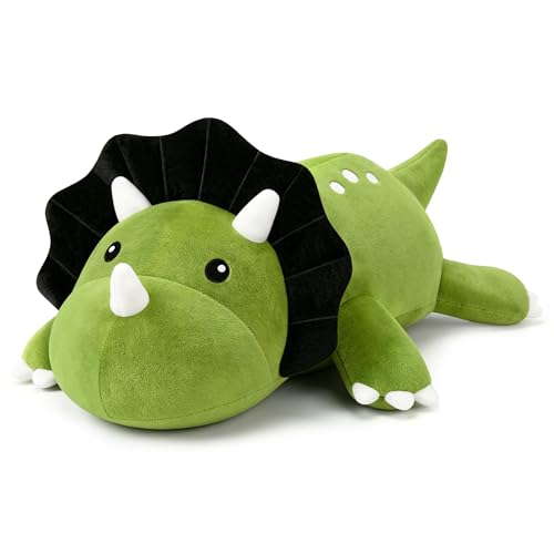 Image of TOYSYM Weighted Stuffed Animals Triceratops, Dinosaur Plush with Weighted Beads, Cute Triceratops Dinosaur Stuffed Animals Pillow Gifts for Adults Kids Boys Girls 13.8inch