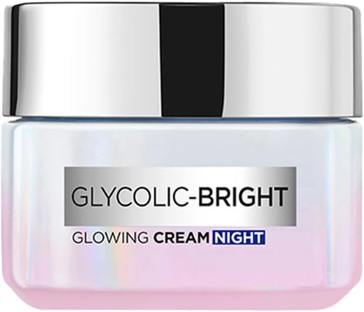 L'Oreal Paris Glycolic Bright Glowing Night Cream, 15ml |Overnight Brightening Cream with Glycolic Acid that Visbily Minimizes Spots & Reveals Glowing skin