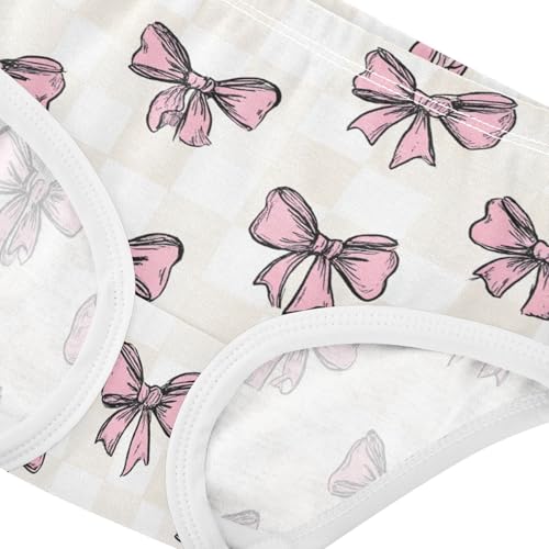 Wusikd Pink Bows White Checkered Girls' Underwear Cotton Girls Briefs Soft Toddler Underwear 2T4