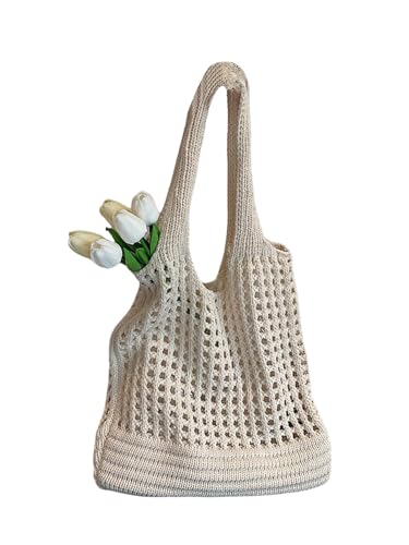 Bolso Tote tejido para mujer color beige miniatura 1