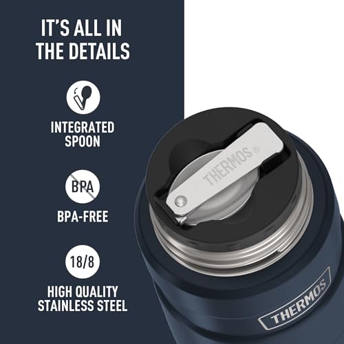 Image of THERMOS Stainless King Vacuum-Insulated Food Jar with Spoon, 16 Ounce, Matte Mid Blue