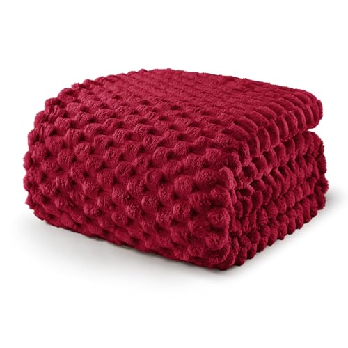 Exclusivo Mezcla Plaid Couverture Polaire 230 x 270 cm, Plaid Jeté de Canapé, Couverture pour Le lit léger Douillet et Moelleux pour Toute la Saison, Rouge...