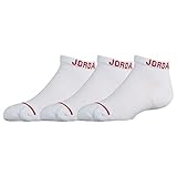 NIKE AIR JORDAN JUMPMAN NO SHOW SOCKS 3 PACK - BOYS' GRADE SCHOOL (7-9 (Shoe 3Y-5Y), White)