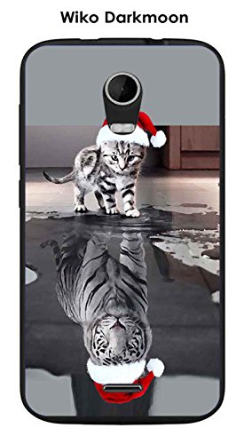 Onozo Coque Wiko Darkmoon Design Chat Tigre Blanc Bonnet