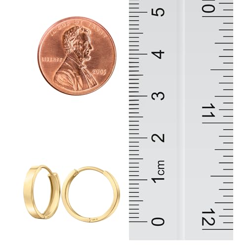Image of 14k Solid Gold Huggie Earrings, Real Gold Earrings, Plain Gold Huggie Hoop Earrings, Simple Gold Huggie