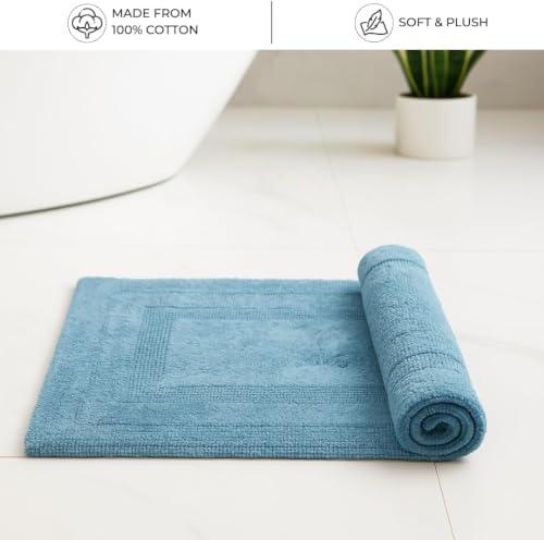 Image of Cotton Reversible Tufted Bath Mat - 2000 GSM, 50 x 80 cm (Blue)