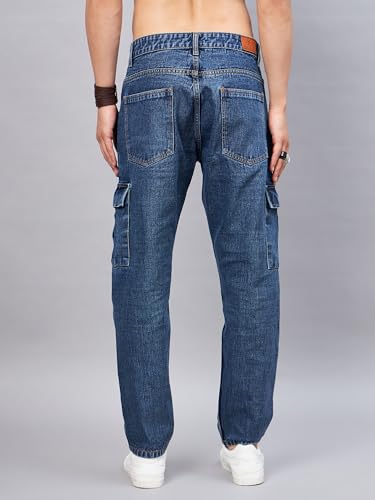Image of STUDIO NEXX Men's Loose Fit Cargo Jeans | Non Stretchable | Cargo Denim for Men | Loose fit Cargos | Utility Pockets