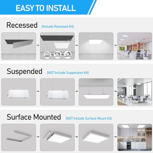 AIKVSXER 6 Pack 2x2 LED Flat Panel Light 40W 3000K/4000K/5000K, Brightness Dimmable 2x2 LED Light Drop Ceiling, 4400LM Recessed Drop Ceiling Lights for Office, Home - 120V Input Voltage by AIKVSXER - Image 5