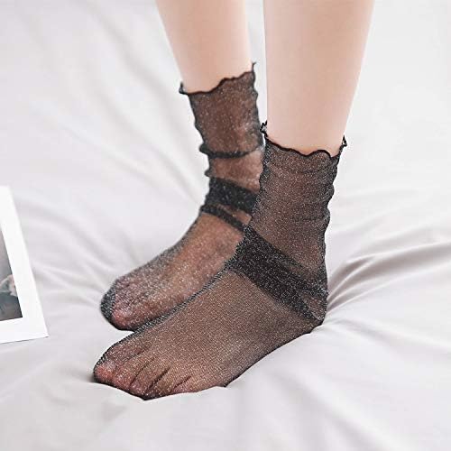 Benefeet Sox Women Sheer Lace Socks Fashion Girls Tulle Slouch Mesh Socks Loose Clear Socks - Image 5