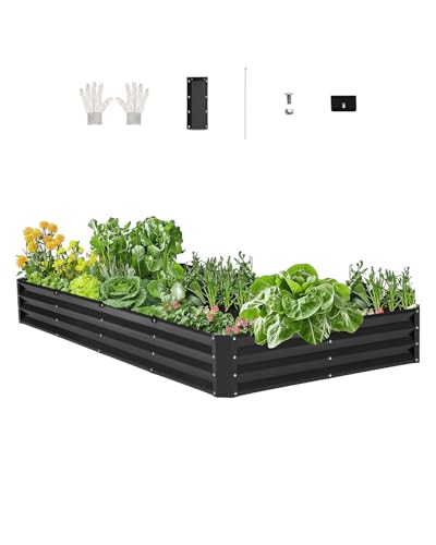 VEVOR Hochbeet Metall, 2395x1200x280 mm, verzinkter Pflanzkasten, Pflanzbeet mit offenem Boden, Gemüsebeet für den Anbau von Gemüse, Blumen, Kräutern & Sukkulenten, dunkelgrau