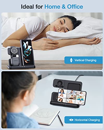 Samsung Wireless Charger, Metmoon 3 In 1 Samsung Charging Station For Galaxy S23 S22 S21 S20 Ultra Fe/Note 20 10 9/Z Flip Fold Series, Galaxy Watch 5 Pro/5/4/3/Active 2/1, Buds+/Pro/Live(With Adapter) #TOP5