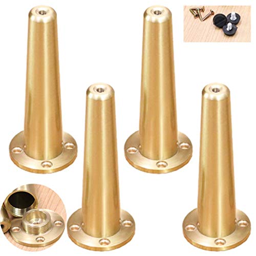 LUOFDCLDDD Patas para muebles, juego de 4 patas de latón, patas de sofá de metal, patas de mesa ajustables, patas de armario de TV, patas de repuesto, con tornillos, capacidad de carga de 500 kg, con