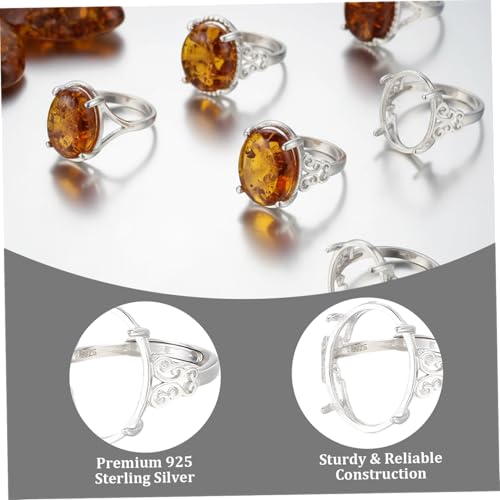 Anillo de plata 925 ajustable con base para cabujón de ágata y jade 3
