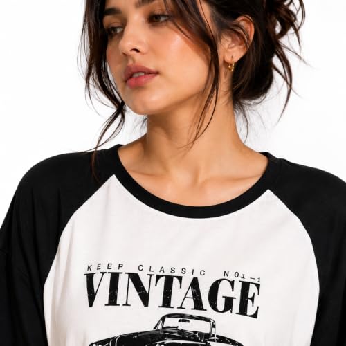 Looks Women's Black & White Retro Car Tee - Image 5