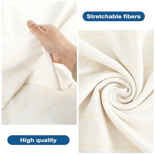 Image of 60 inchx80 tufting Cloth for Rug tufting, overlock tufting Cloth with Marker Thread, Monks Cloth for Rug Making (White, 60 x 80 inch)