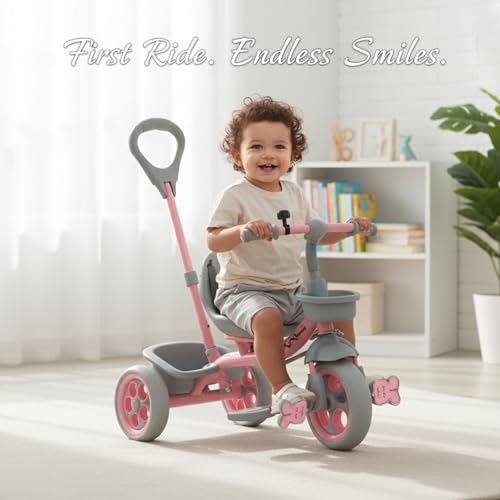 Image of Tricycle for Kids, with Parental Control, Tricycles for Kids 2 to 5 Years Boys and Girls, Cycle for 1+ Children, Bike with EVA Tech Wheels, Super, Sea Green