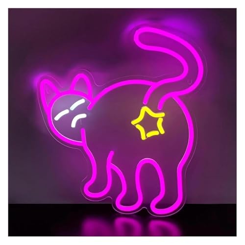 Néon pour enseigne chat crée une ambiance douce dans la chambre