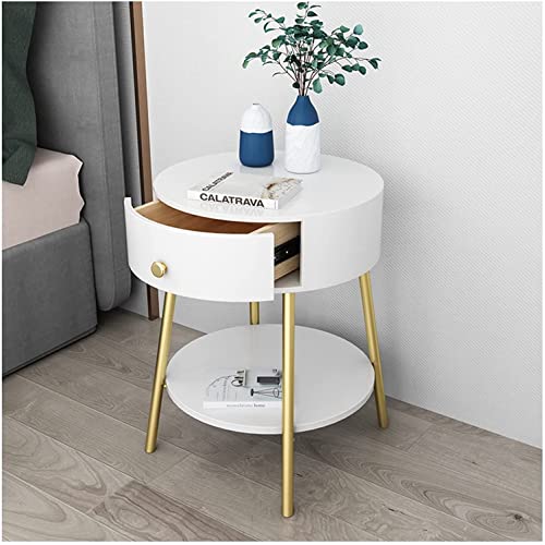Table de chevet luxe discret en bois massif table de nuit ronde blanche design moderne