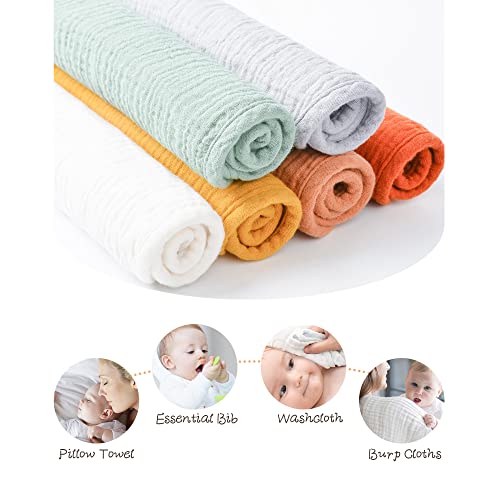 Konssy Muslin Baby Burp Cloths Sets For Unisex- 6 Pack Large 100% Cotton Burping Clothes For Newborn，Baby Girls And Boys #TOP4