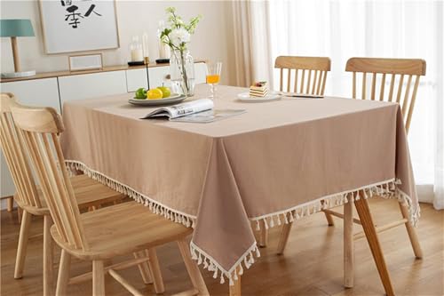 Nappe rectangulaire en coton jaune 140x160cm avec franges - 5