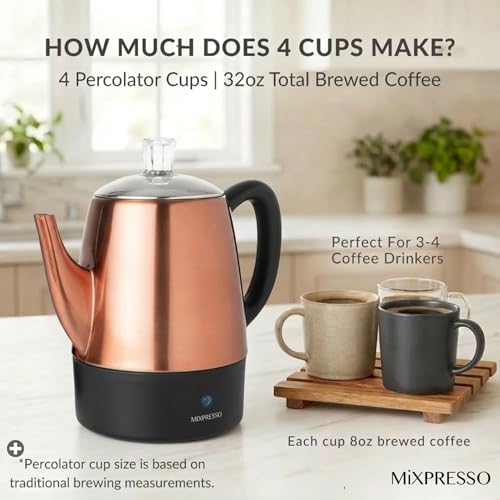 Mixpresso Copper 4-Cup Percolator