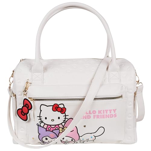 Hello Kitty Sac de voyage blanc, sac de week-end, fermeture éclair 38x26x16 cm (Blanc)
