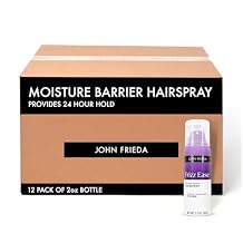 John Frieda Frizz Ease Moisture Barrier Hairspray, Seals Out Moisture with a Protective Barrier, Blocks Frizz, Protects Against Heat, Keeps Hair Straight with Long-Lasting Hold, 2 Oz, Pack of 12